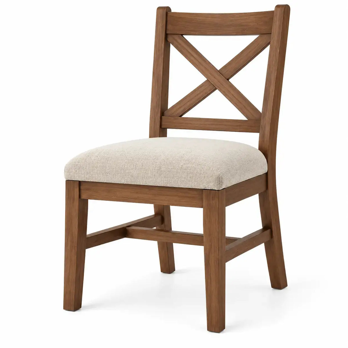 Silla con respaldo con detalles cruzados, beige y marrón