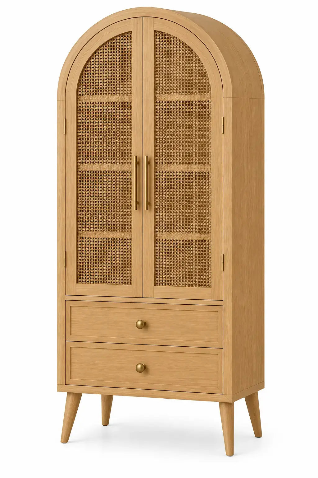 Vitrina de almacenamiento con formas arqueadas, marrón