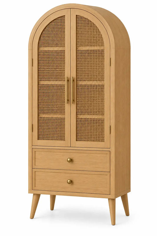 Vitrina de almacenamiento con formas arqueadas, marrón